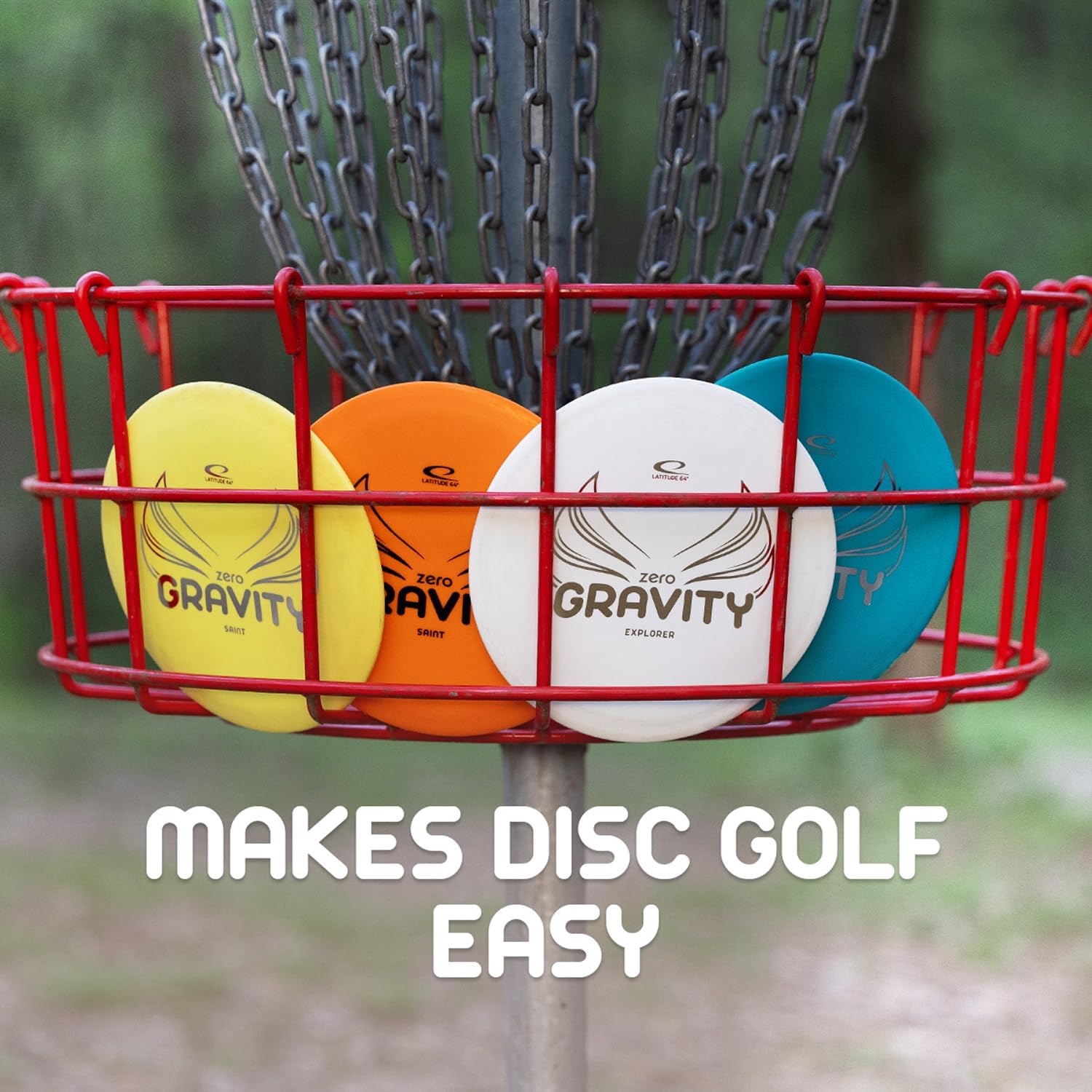 Latitude 64 Gravity Beginner Disc Golf Set | 4 Piece Disc Golf Discs Set | Pure, Fuse, Explorer, Saint | Lightweight, Floating Plastic for Longer Flights | 120-130g (Colors May Vary)