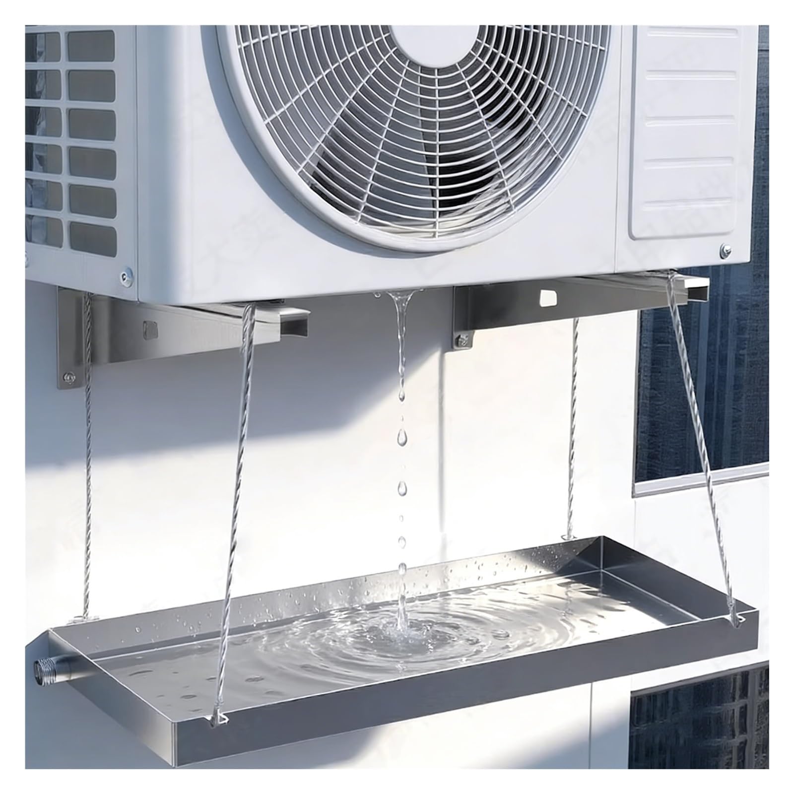 Miska ociekowa ze stali nierdzewnej, szczelna i odporna na rdzę taca odpływowa klimatyzatora z wężem, zaciskiem i taśmą, miski odpływowe HVAC, 85 x 50 cm