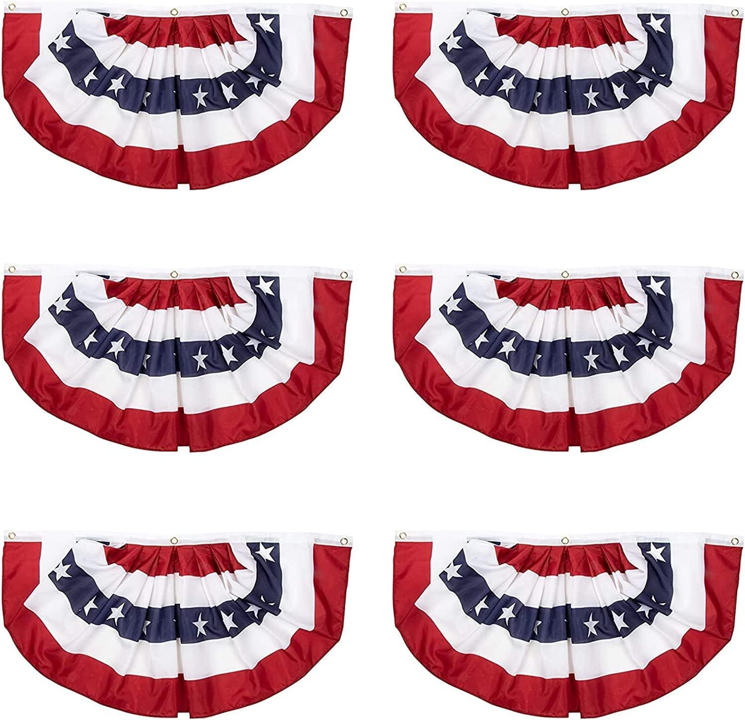 2x4 Ft American Flag Bunting Patriotic Bunting Pleated Fan Flag with Brass Grommets for 4th of July Memorial Day Decoration American Flag Banner Patriotic Decoration Outdoor(6, 2x4 Feet)