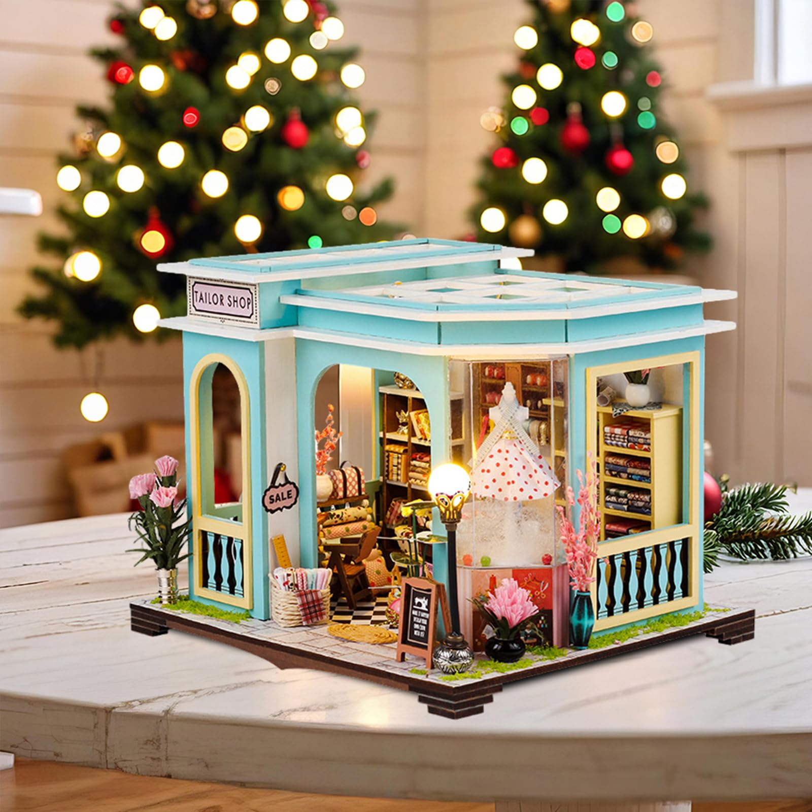 Kit fai da te per casa delle bambole in miniatura, kit fai da te in miniatura per adulti e adolescenti, mini kit di costruzione di case con mobili e LED, mini kit di modellini in legno 3D, regalo di