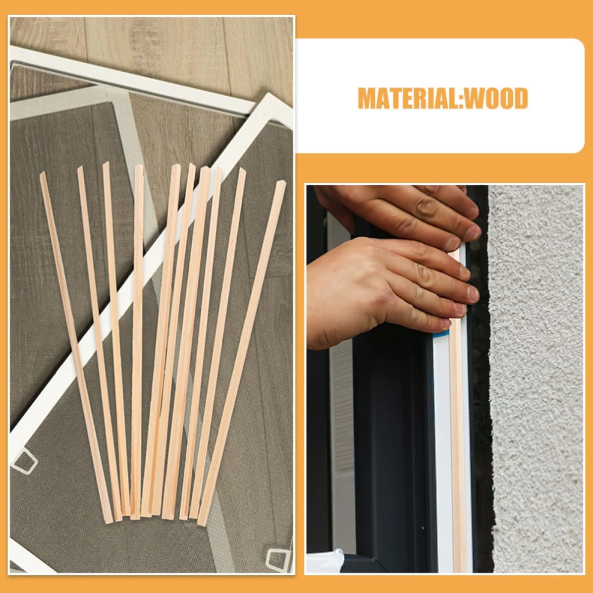 12pcs Wood Window Trim Strip 6mm Triangular for DIY Window Decoration