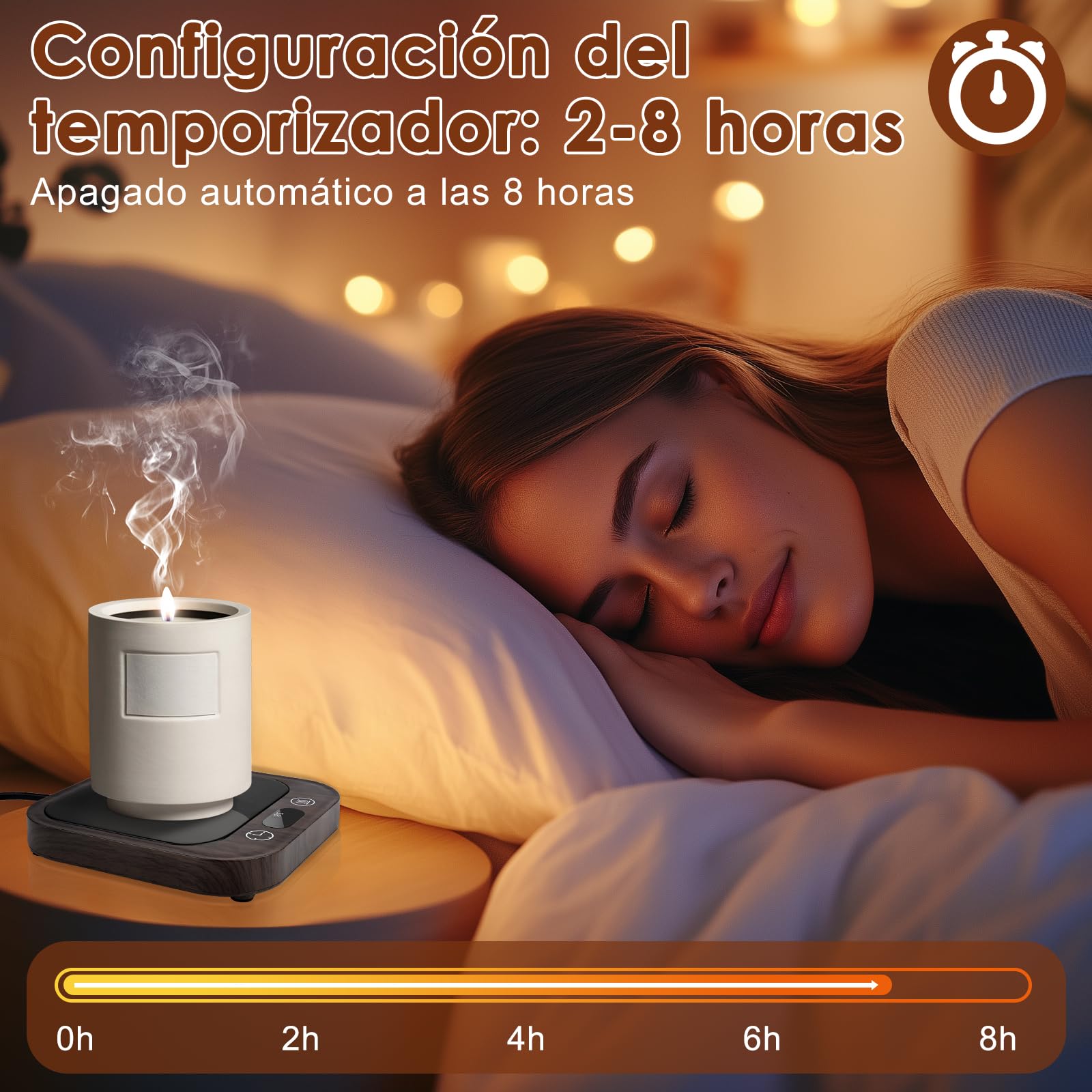 Calentador Tazas Calentador de Taza Café,con 4 Ajustes Temperatura,Horario de 2 a 8 Horas,Apagado Automático de 8 Horas,Calentador de Café para Oficina, para Café, Té, Leche, Vela, Bebidas