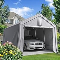 Vista 10 de Quictent Refugio de cochera resistente de 6 x 8 pies con ventanas de malla enrollables y marco reforzado, toldo de garaje portátil