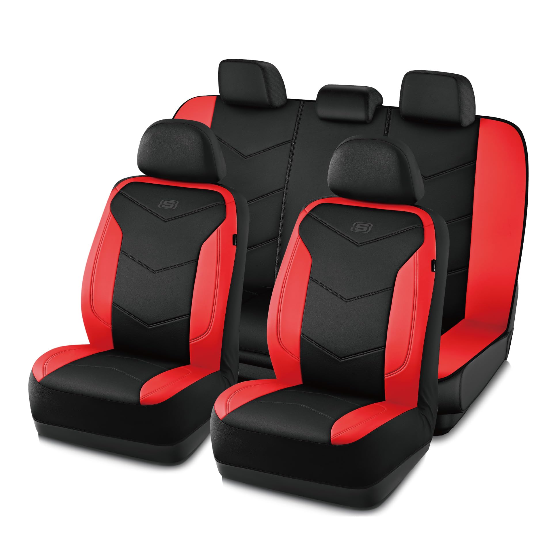 Photo 1 of Skechers Memory Foam Seat Covers,Leather Car Seat Covers, Ultimate Comfort & Support Seat CoversFull Sets,Airbag Compatible, Automotive Universal Fit Most for SUVs, Vans, Sedans, Cars, Trucks,Red