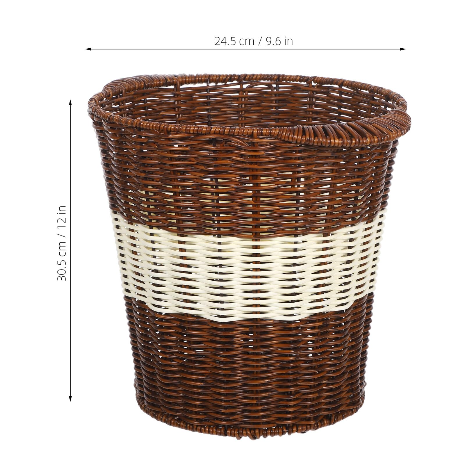 Cestino per Carta Straccia Intrecciato in Simile al Rattan per Ufficio e Bagno Grande Capacità Design Ventilato Facile da Pulire