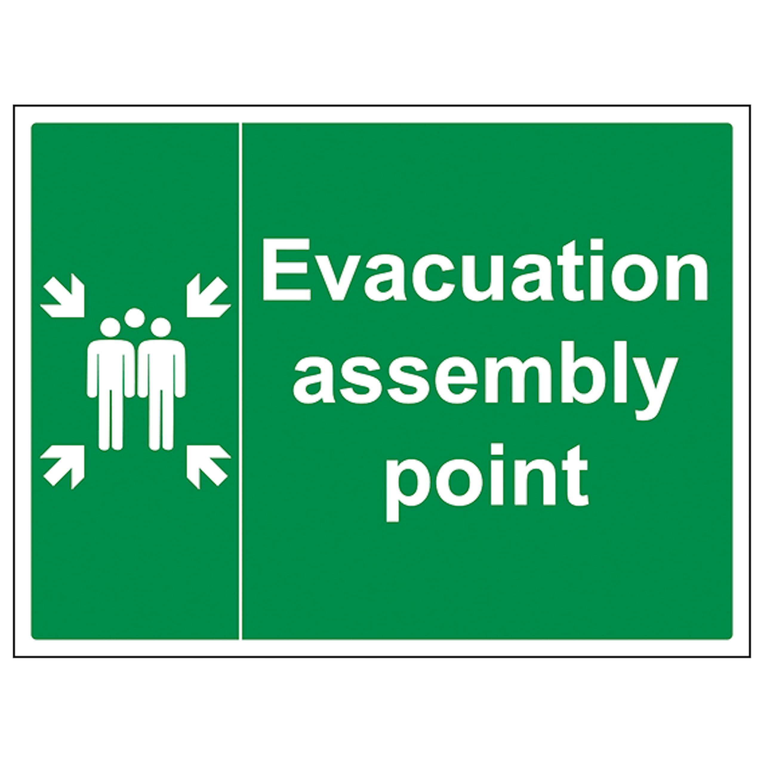 V Safety Evacuation Assembly Point - Large Landscape 600 x 400 mm - 3mm Aluminium Composite Safety Sign
