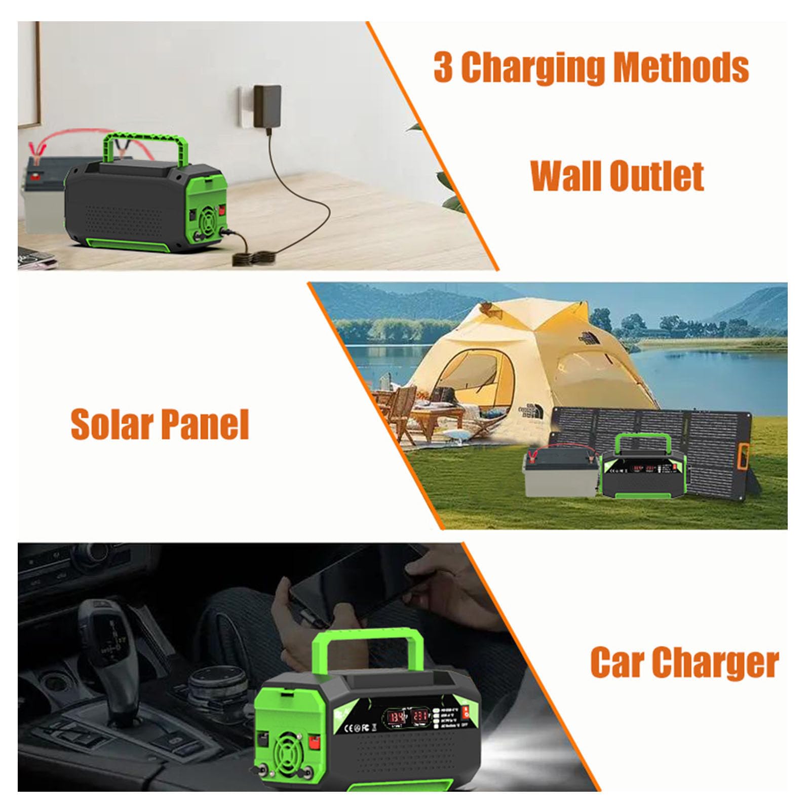 Drfeify Przetwornica Samochodowa o Mocy 300 W, Przetwornica Samochodowa ABS DC 12 V na AC 220 V z 2 Gniazdami USB 2 Typu C i Gniazdami Prądu Przemiennego, Szybkie ładowanie W Podróży Kempingowe