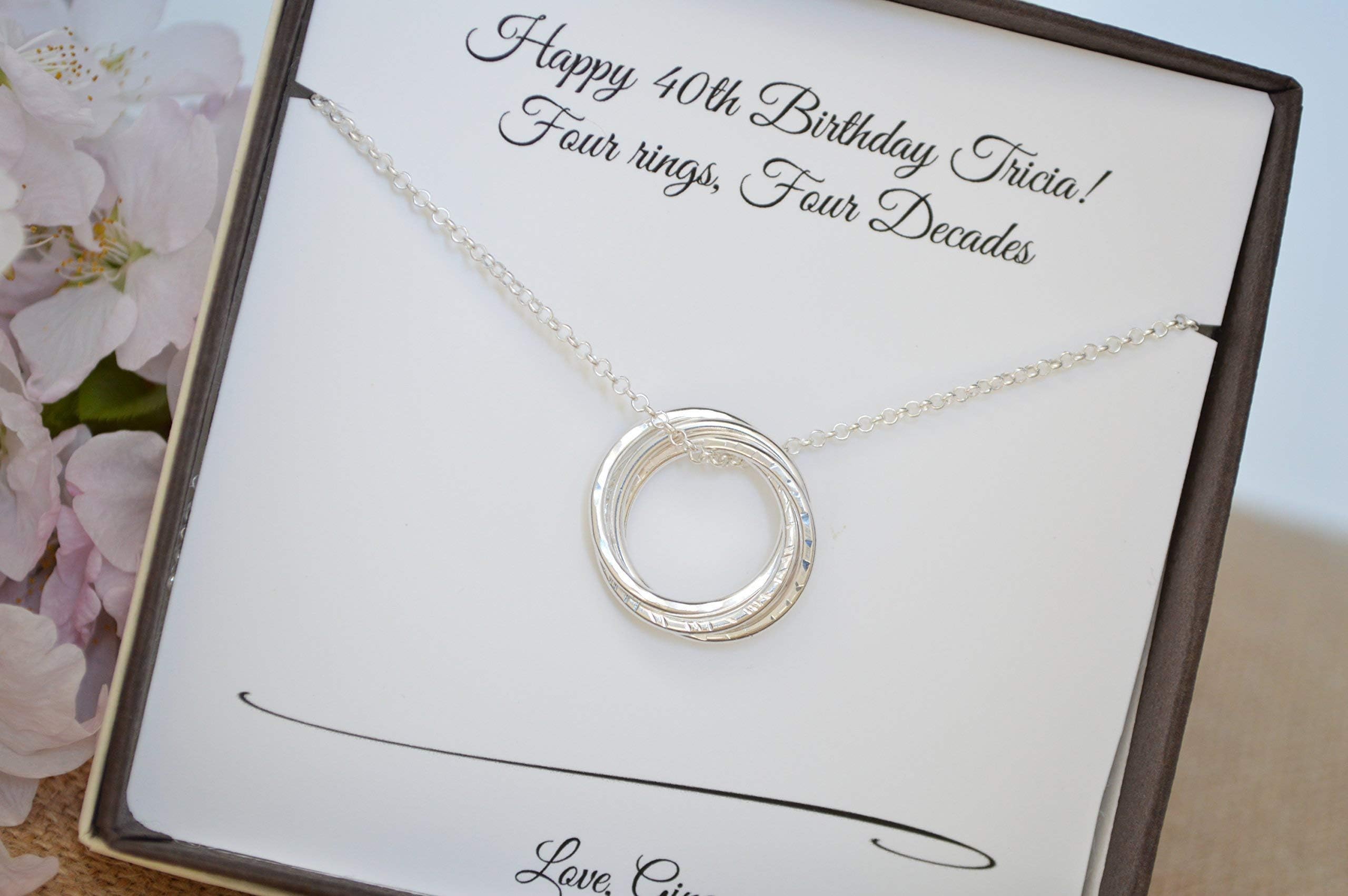 40th Birthday gift for sister, 4 sisters necklace, 4 Best friend necklace, 4 Interlocked rings necklace, Bridesmaid necklace,Sister necklace