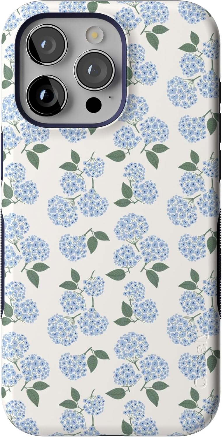 Casely iPhone 15 Pro Max Case | Nantucket Cottage | Blue Hydrangea | Compatible with MagSafe | Bold Protective Design