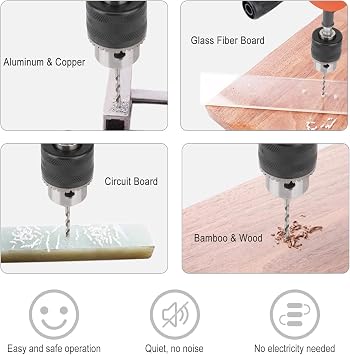 Housolution Hand Drill, Powerful 3/8 inches (1.5-10mm) Capacity Hand Drill Manual, Precision Chucks Cast Steel Double Pinions Manual Drill for Wood Plastic Acrylic Circuit Board Punching, Orange