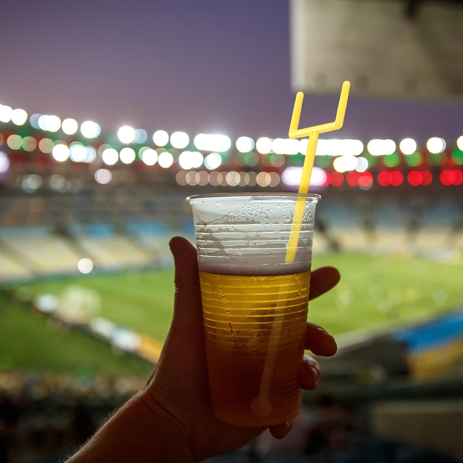 Chengu 30 Pcs Football Drink Stirrers Goal Post Stir Sticks Football Coffee Stirrers Plastic Swizzle Sticks Hot Cocoa Bar Supplies Coffee Bar Decoration for Football Game Day Party Favors Supplies