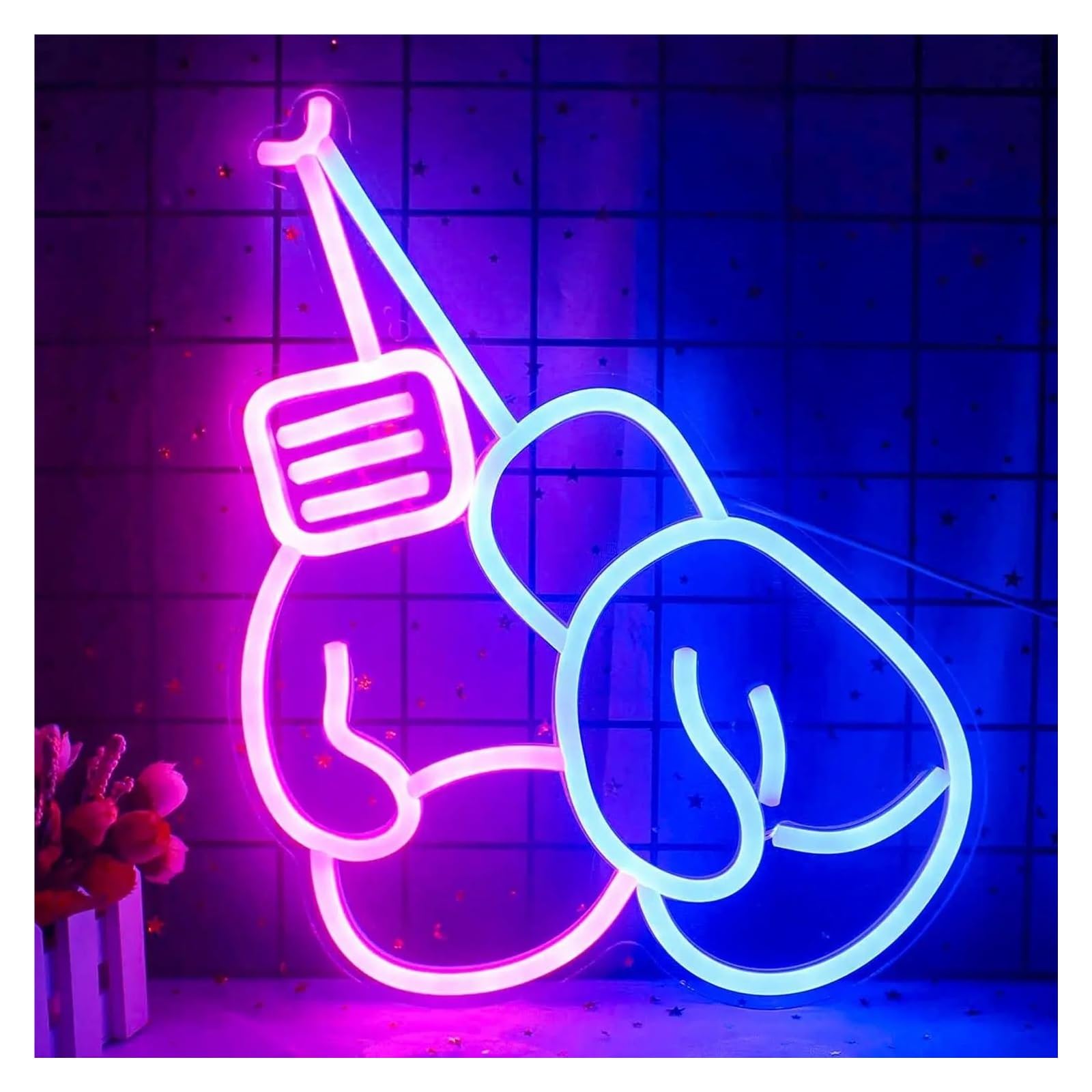 XENITE Hanging Art Neon Signs Boxing Gloves Neon Light Dimmable LED Sign for Wall, Party, Gym, Club Bar, Man Cave, Birthday Surprise 40CM×28CM