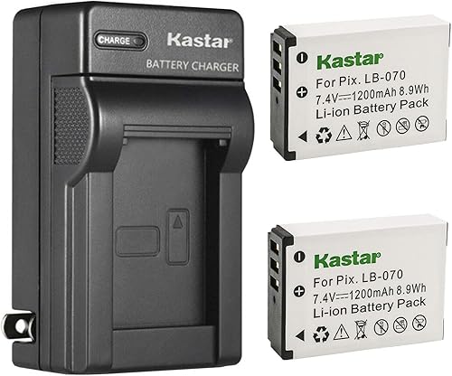 Miniatura 1 de Kastar Paquete de 2 baterías LB-070 y cargador de pared CA de repuesto para Kodak Pixpro AZ901, Kodak Pixpro AZ901 Astro Zoom, Kodak PIXPRO S1,