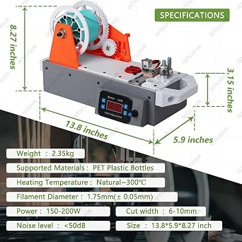 Desktop Filament Extruder for 3D Printing, 3D Printer Filament Maker Machine, Up to 300℃/572℉ Adjustable Temperature and High Speed, Digital Screen, Recycled Pet Extruder for DIY Projects at Home(B)