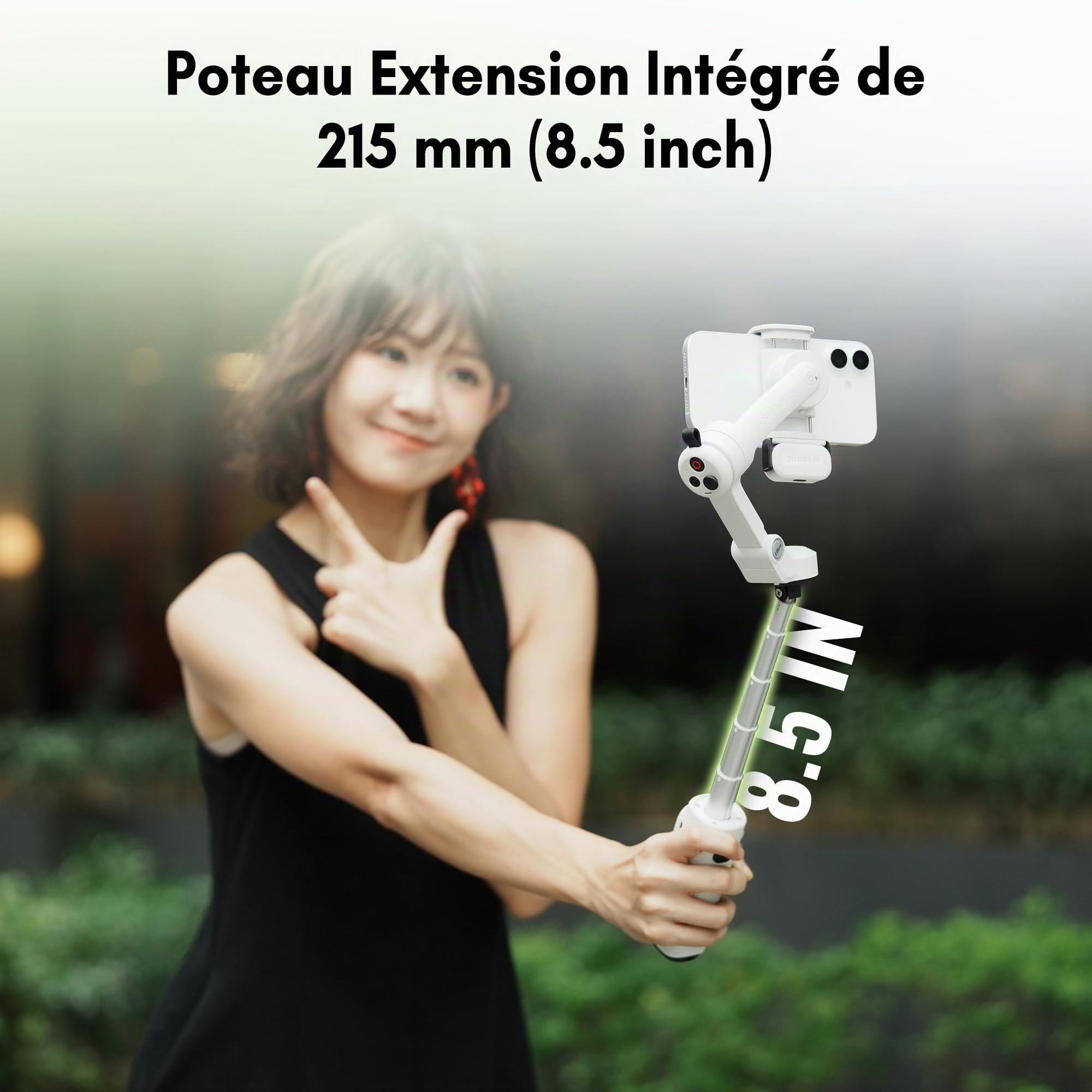 ZHIYUN Smooth Q5 Ultra [Officiel] Stabilisateur Smartphone, Intégré éclairage Appoint/Tige Extension/Trépied, Autonomie de 13.5h, Portable et Pliable, Stabilisateur Telephone pour Vlogs/YouTube/TikTok