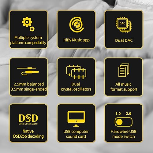 Miniatura 2 de HiBy FD1 portátil DAC amplificador de auriculares equilibrado 0.098 in+0.138 in salida intercambiable cable DAC para iPhoneAndroidiOSMacWindows