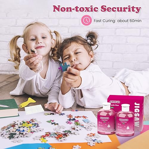 Miniatura 6 de GHHKUD Pegamento para rompecabezas, 5.1 fl oz, transparente con pinceles aplicadores para rompecabezas de papel y madera, reemplaza el sellador de