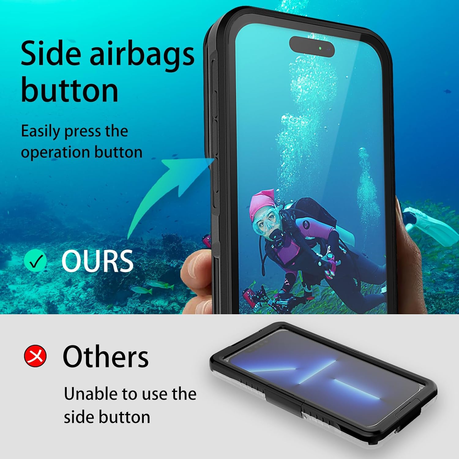 BYWINEAR Waterproof Phone Case,Universal Self-Check Function Pouch Dry Bag,Underwater Photo & Video Protective Housing,Pool Beach Travel Essentials Snorkeling Case (Black, 6.7 inches)