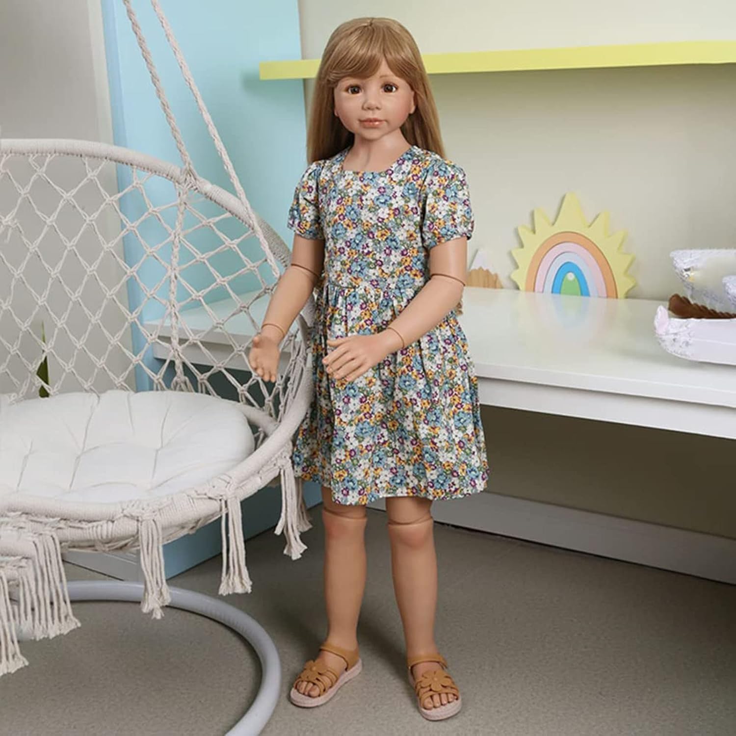 Ogromna Lalka Ren Baby, Stojąca, Z Przegubami Kulowymi, Cała Z Twardego Winylu, Dziewczynka, Długie Włosy, Lalka Księżniczka, Realistyczny, Anatomicznie Poprawny Model, Kole, E, 120cm