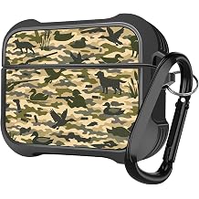 MINGDAO Compatible with AirPods Pro 2 2022 / AirPods Pro 2019 Case, Stylish PU Leather Design and TPU Shockproof Protective Cover Case with Keychain, Camouflage Duck MC25525