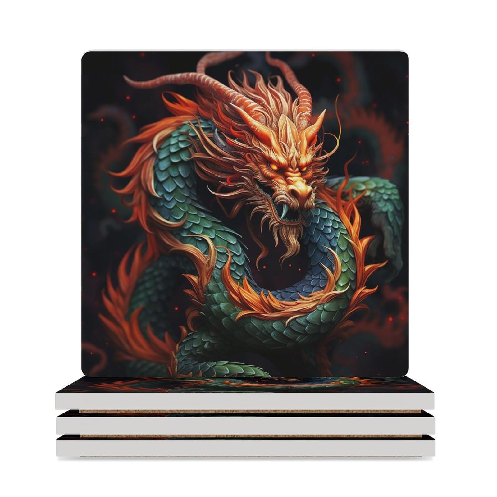Dessous de verre dragon chinois table basse cuisine salon réutilisable