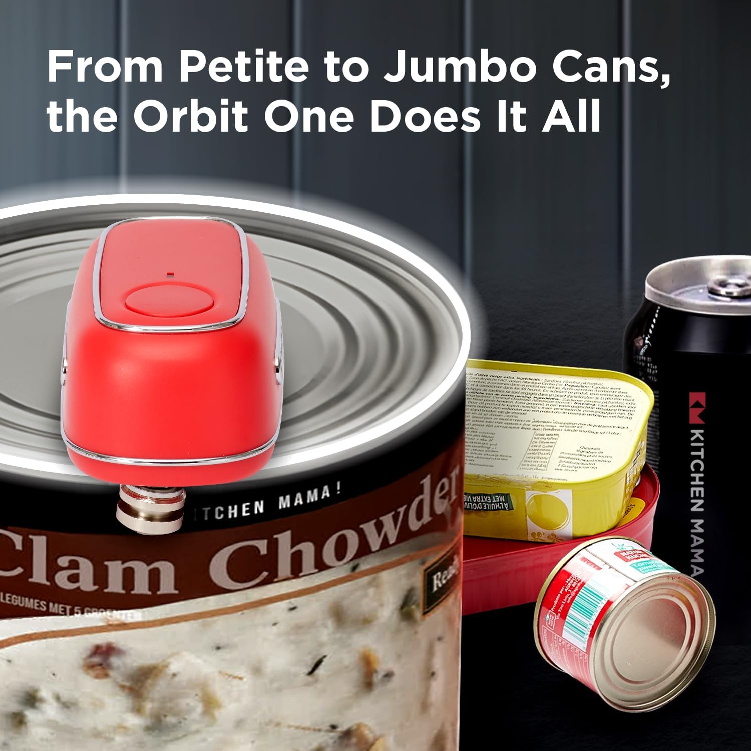 Kitchen Mama Orbit One Rechargeable Can Opener: Hands-Free Operation, Type-C Charging, Automatic Shut-Off, Smooth Edge - Image 3