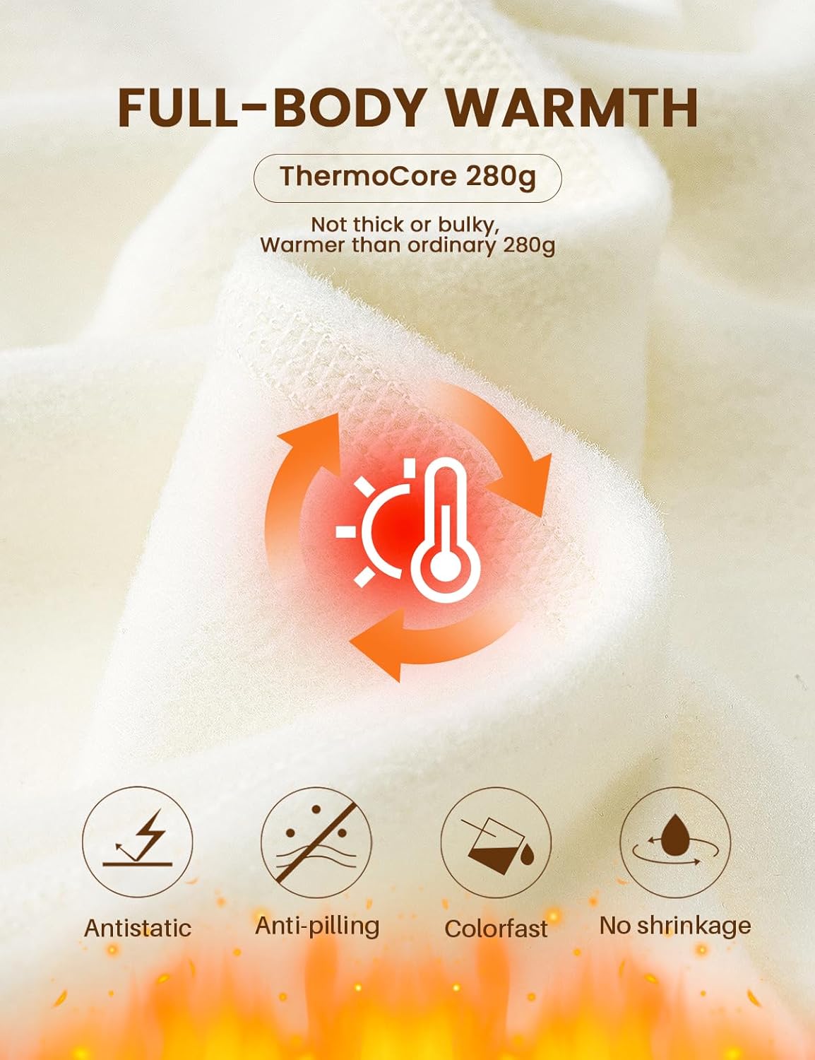 Soft Thermal Underwear for Women, Long Johns for Cold Weather Fleece Lined Base Layer Set Wear at 14-32℉ - Image 4