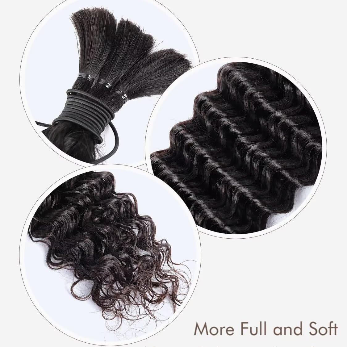 14A Grade High Amplitude Indian Wave Bulk boho braids Human Hair Braiding 100% Brazillian Virgin Hair Extensions 2Bundle/Pack 100g More Density for Micro braiding No Weft (Deep wave, 16inch)