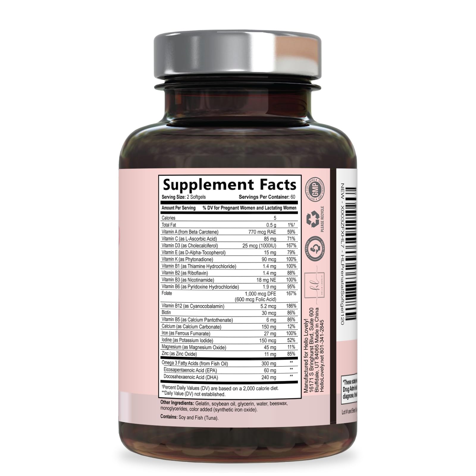 Prenatal Vitamins for Women with Folic Acid + DHA - Full-Spectrum Prenatal Supplement For Mom & Baby - Best Daily Pregnancy Multivitamin For Fetal Development Support, Bottled in USA - 120 Softgels — Amazon image 9