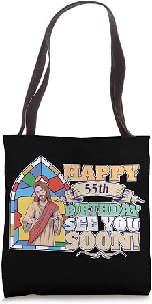 55th Birthday Tote Bag - Women's Blowing Out Candles Design, 100% Cotton, 42 X 38cm, Reusable Shoulder Bag - View #10