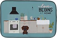 Vista 523 de Caroline's Treasures CK7824DDM - Tapete absorbente para secado de platos con diseño de bulldog inglés, rojo y blanco, para encimera de cocina, 14 x