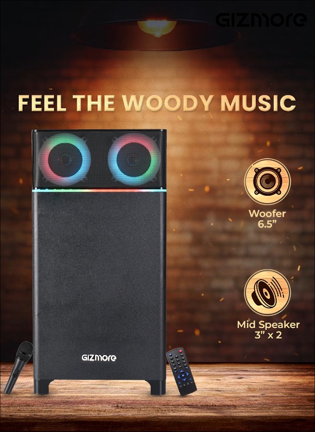 GIZMORE Trolley Speaker T4000 Woody BASS 80 W Bluetooth Party