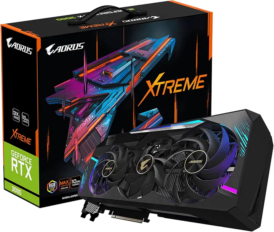 GIGABYTE AORUS GeForce RTX 3080 Xtreme 10G (REV2.0) Graphics Card, Max Covered Cooling, LHR, 10GB 320-bit GDDR6X, GV-N3080AORUS X-10GD REV2.0 Video Card