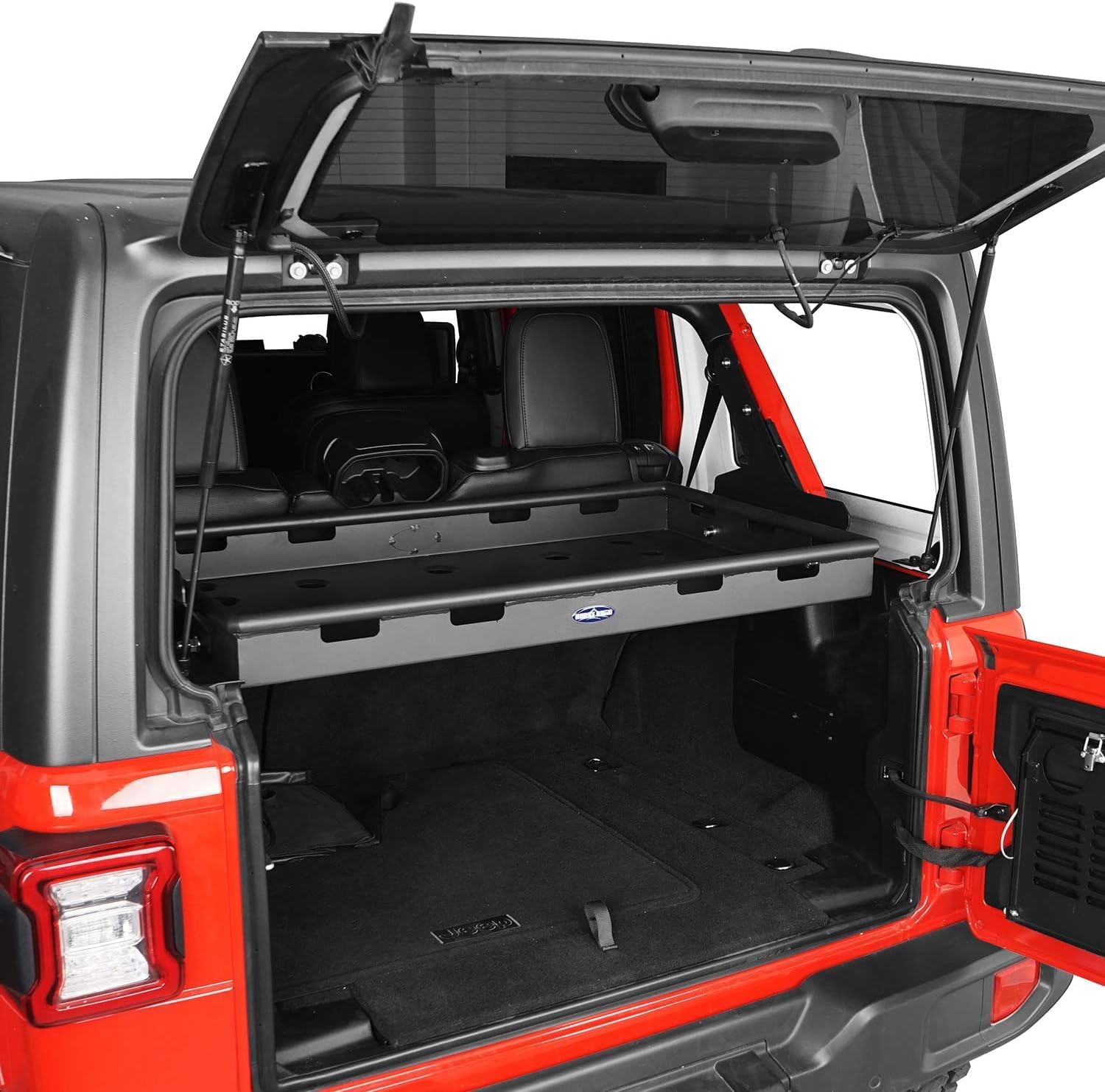 Hooke Road JLU Rear Trunk Cargo Rack Shelf Basket Tray for 2018-2026 Jeep Wrangler JL Unlimited 4-Door Hardtop & Sky One-Touch Power Top, Interior Storage Cover Luggage Carrier