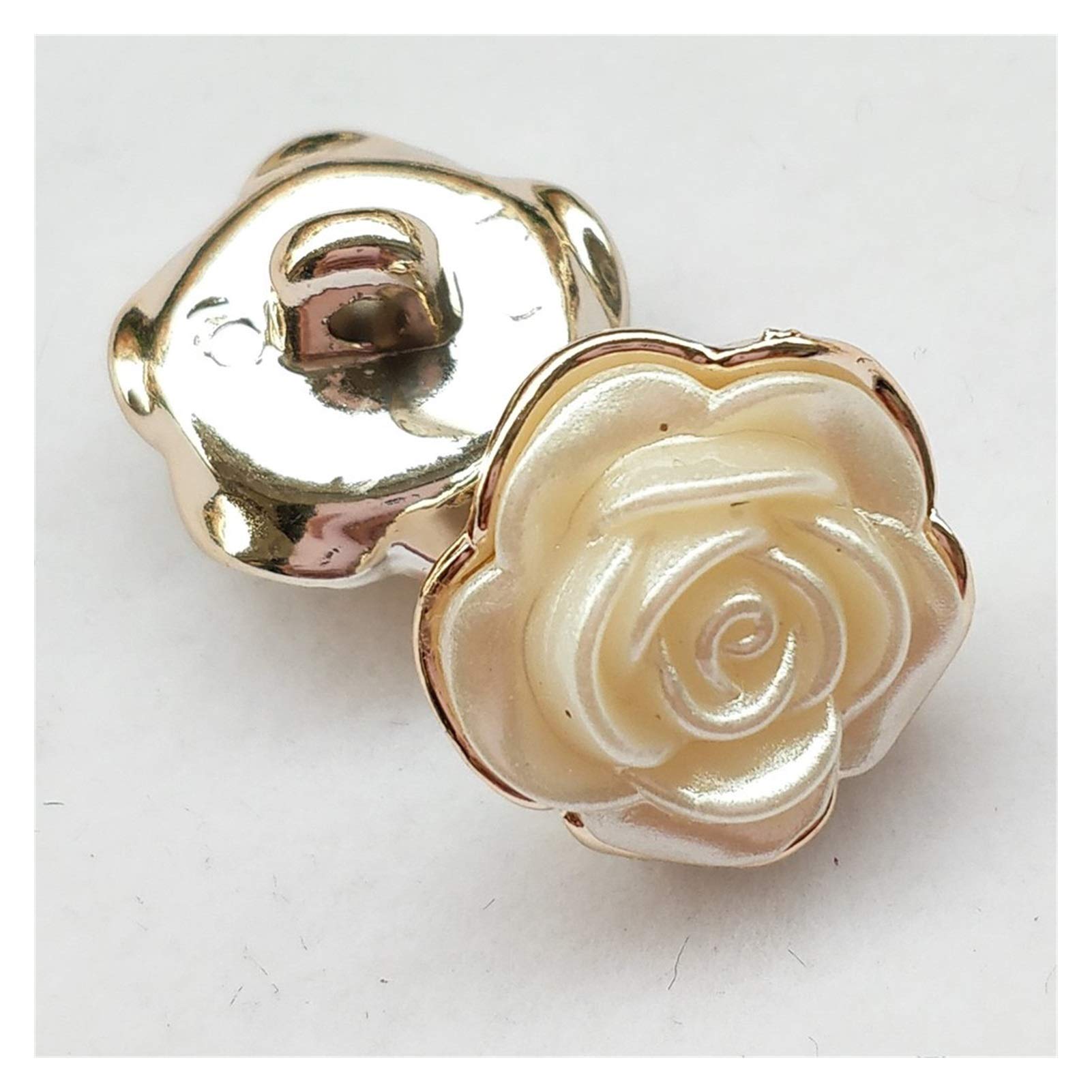 Amazon.co.jp: ボタン 5ピース15ピース18mm白い輝くバラの花めっき