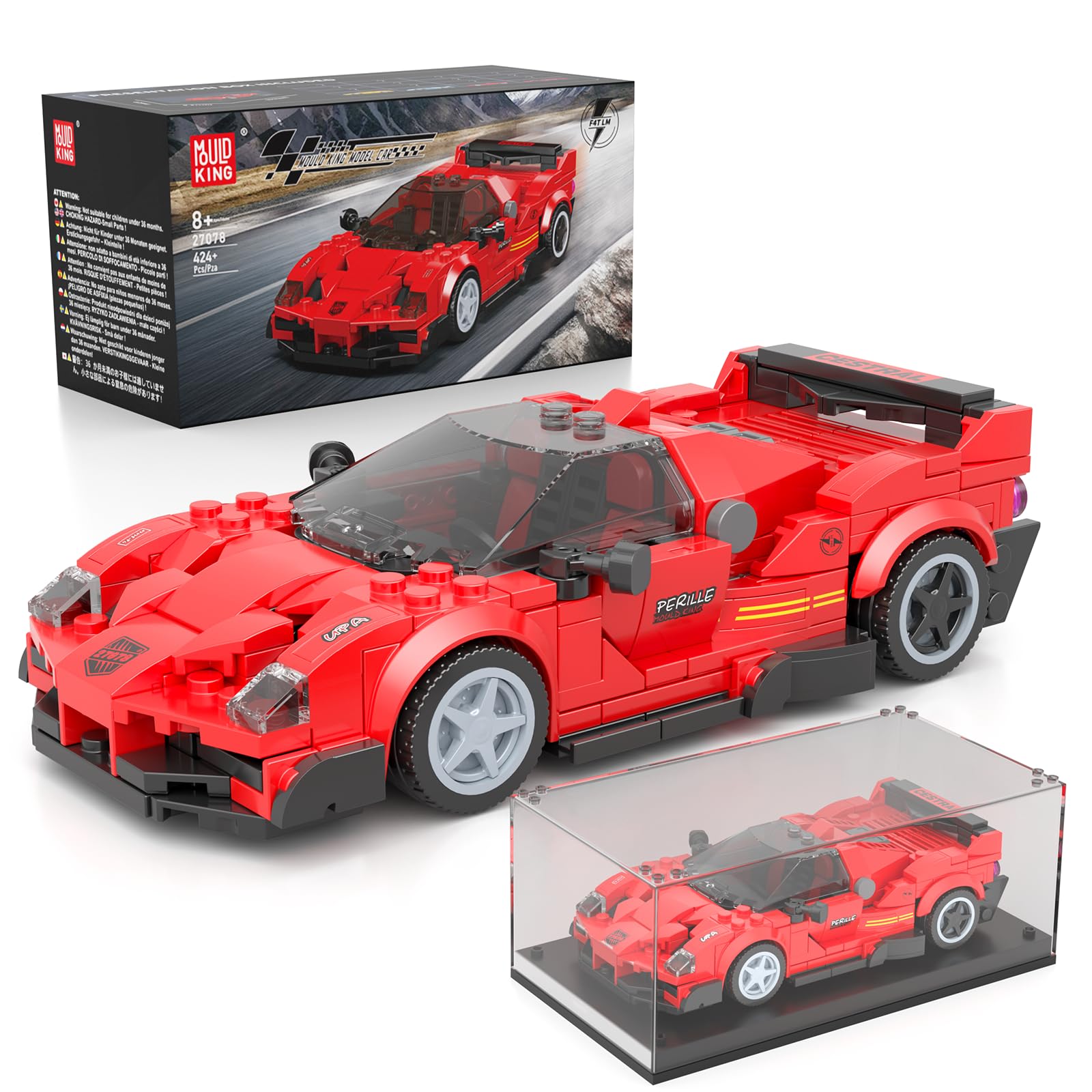 Mould King 27078 Technik Speed Champion Racing Car Building Blocks F4T LM Clamping Building Blocks Car Sports Car Construction Toy with Acrylic Display Case Model Cars for Collecting (424 Pieces) — image 1