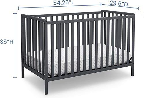Miniatura 8 de Delta Children Heartland - Cuna convertible 4 en 1, color gris carbón + colchón Delta Children Twinkle Galaxy de doble cara con núcleo de fibra Gris