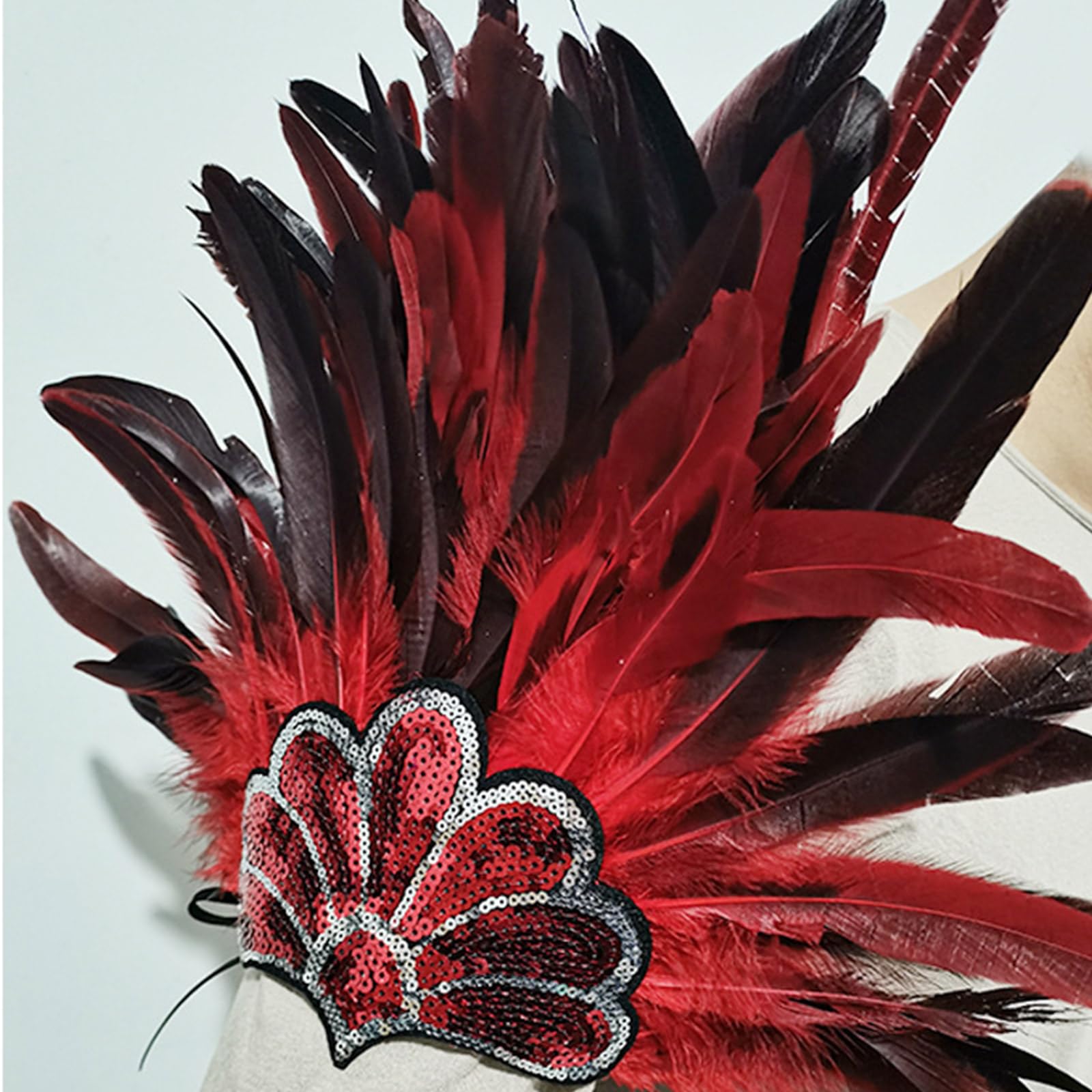 Bandeau à plumes pailletées pour femme avec bande élastique pour carnaval, fête, spectacles et événements spéciaux (comme indiqué)
