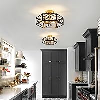Vista 7 de Lámpara de Techo de Montaje Empotrado Moderna, 3 Luces Negras y Oro Accesorios de Luz de Pasillo para Montaje en Techo, Lámpara de Techo Industrial