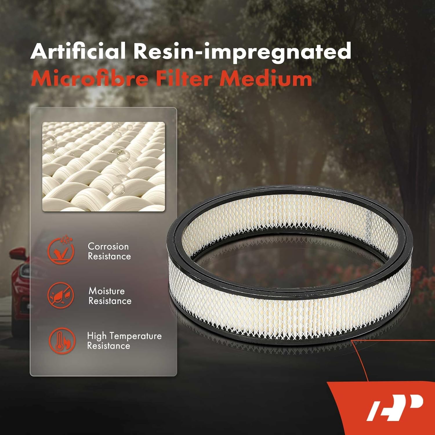 A-Premium Universal Air Cleaner Filter Assembly - 14"x3", Round Chrome, with Recessed Style Base Air Cleaner