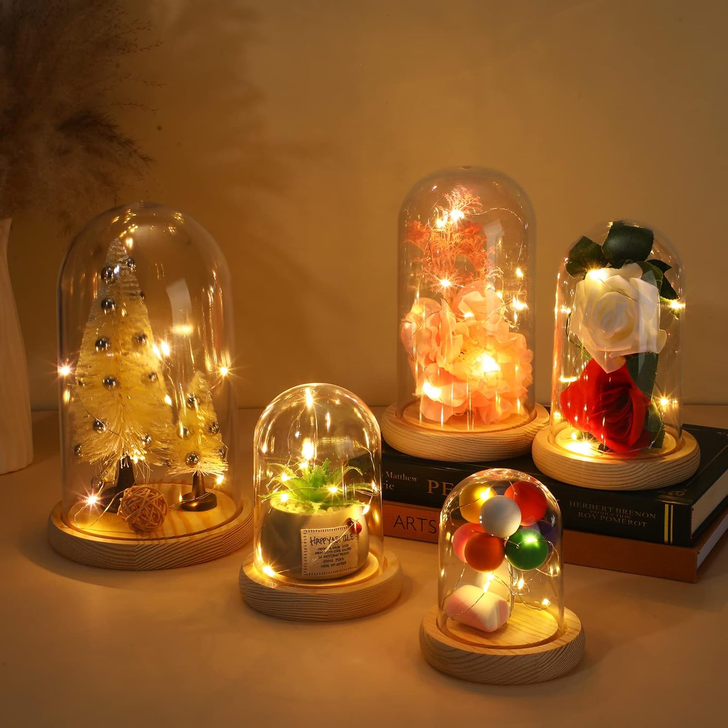 Wesiti 5 Pieces Clear Dome Cloche Plastic Domes for Crafts