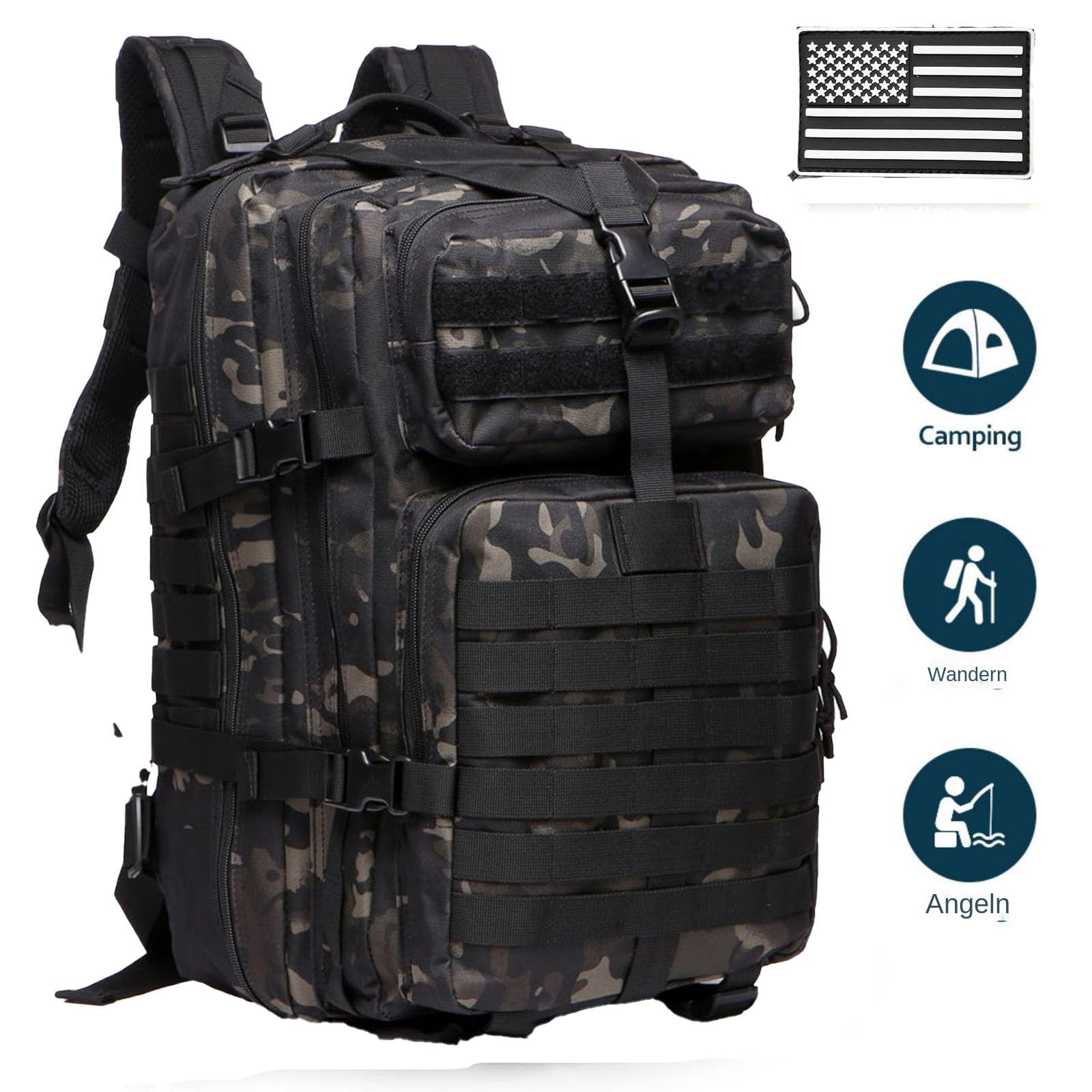 50L Strapazierfähiger Nylon Wasserdichter Angeln Jagdrucksack Outdoor Militär Rucksäcke Taktische Sport Camping Wandertaschen