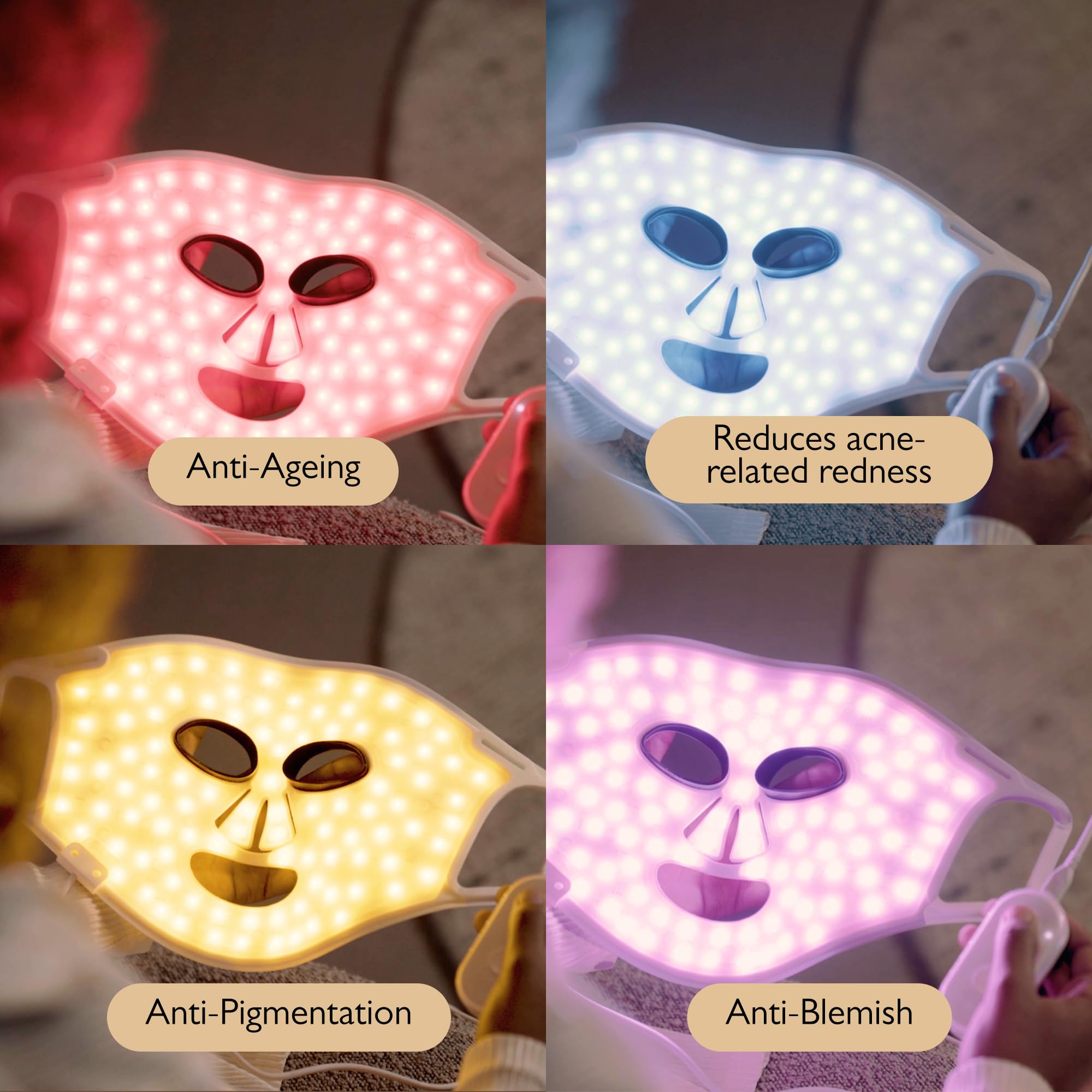Silk’n Masque LED pour le visage - 2025 edition - Soin du visage LED - Masque de beauté anti-rides, collagène, lifting et anti-âge - Skincare avec 4 types de lumière - Pour femme et homme - Blanc