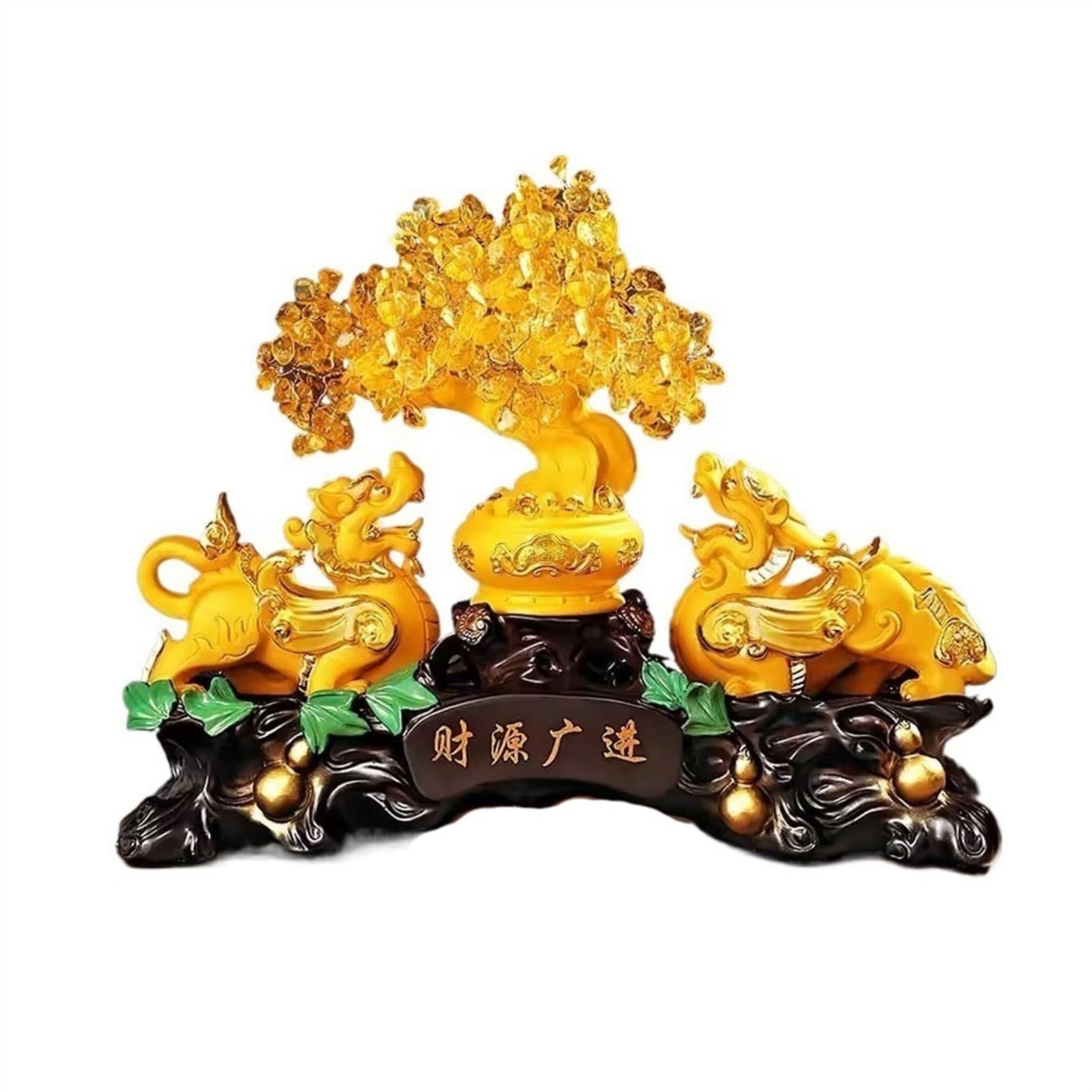 Decoración de Estantes Artesanías de resina, adorno decorativo de Pixiu de la fortuna, adorno de árbol de la fortuna, cuenco del tesoro, decoración de escritorio Feng Shui Decoraciones Para Oficina