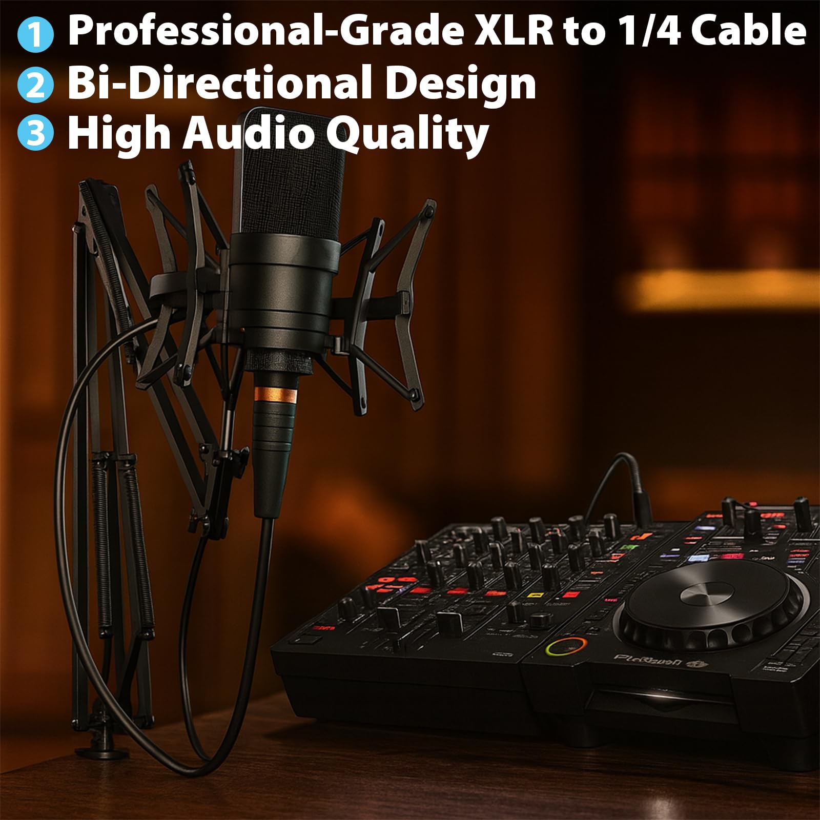 Cyberguys! XLR auf 1/4 Kabel, XLR-Stecker auf 6,35 mm TRS Viertel-Zoll-Kabel, symmetrisches Mikrofonkabel auf 1/4-Zoll-Stecker, sauerstofffreies Kupfer, vernickelter Stecker mit PVC-Ummantelung, ideal