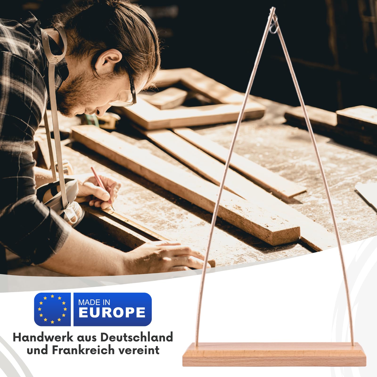 Zaphir Klangspiel Sufi mit Ständer - Klangspielständer Tipi aus Buchenholz - 50 cm Höhe für Yoga, Kinder zur Entspannung und Meditieren
