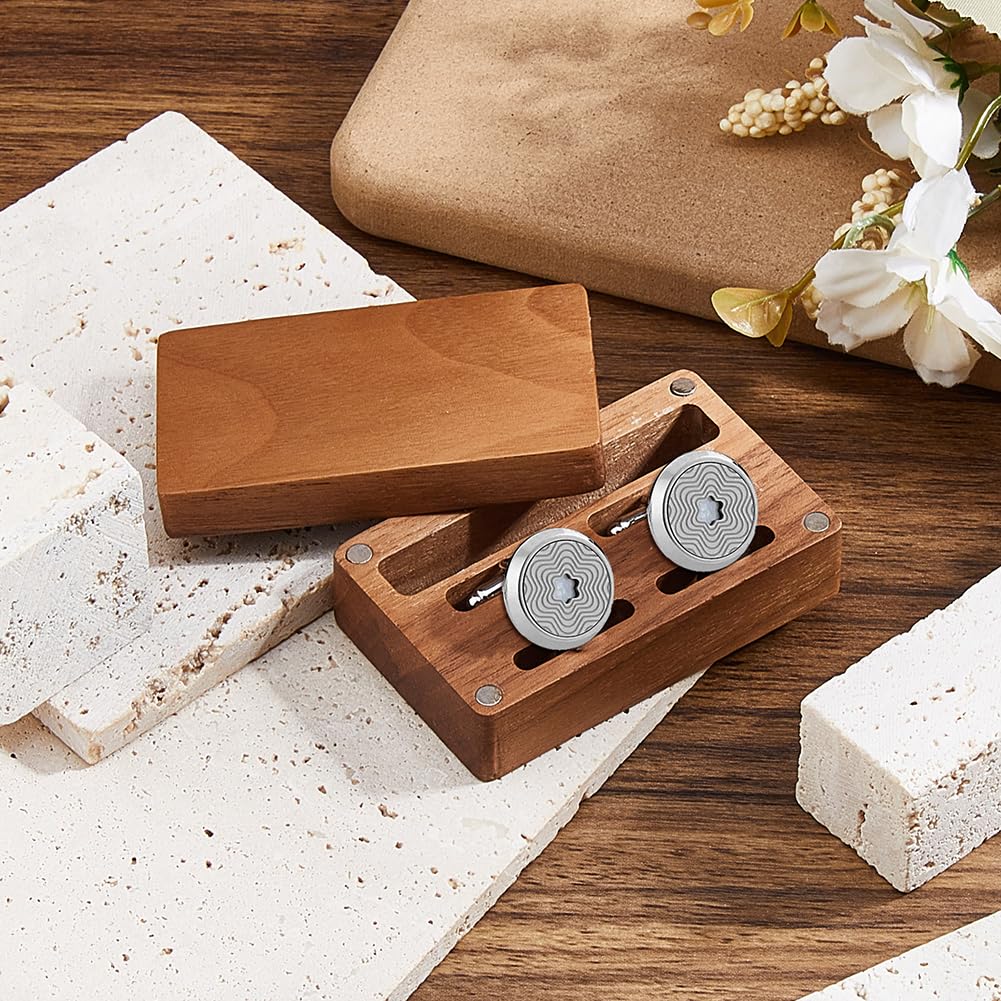 manschettenknöpfe box aufbewahrung DICOSMETIC Holz Kleine Manschetten knöpfe Display Box Vintage Manschettenknöpfe Geschenkbox Rechteckige Aufbewahrungsbox Für Manschetten knöpfe Schmuck Organisatoren Accessoires Fashion festliche Deko für Weihnachten Stil:Set aus Beiden Badmöbel-Set Atena [60/80/100 cm]