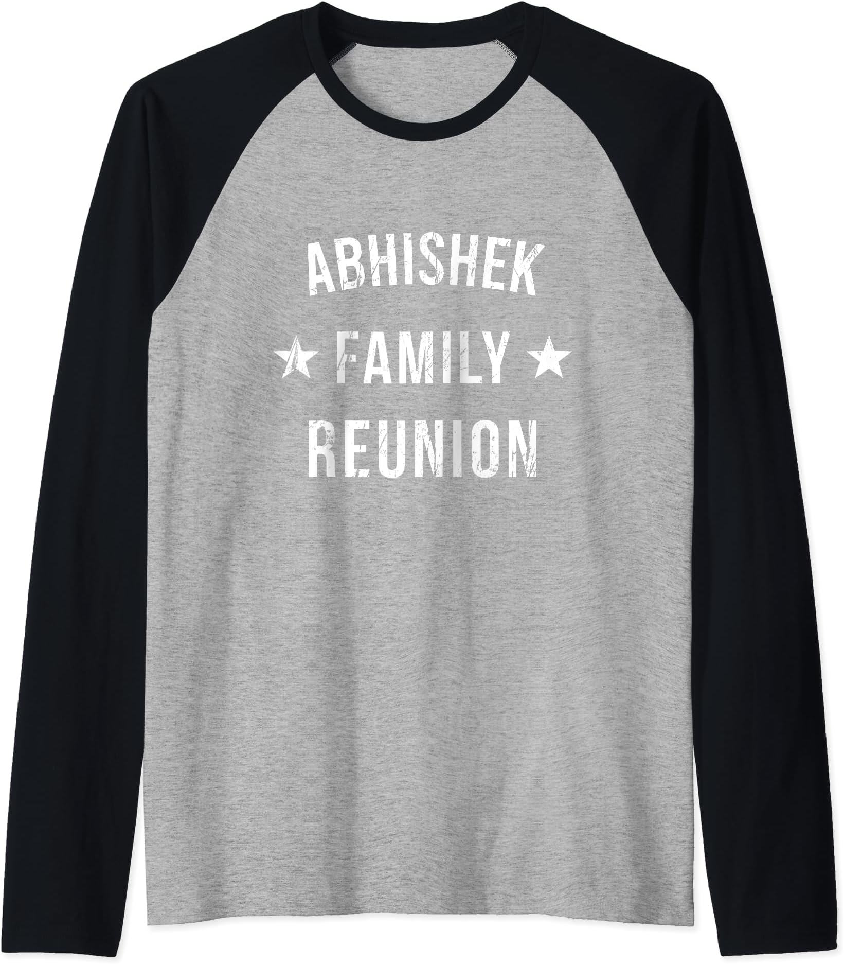 Abhishek Family Reunion Matching Squad First Last Name Raglan Baseball Tee