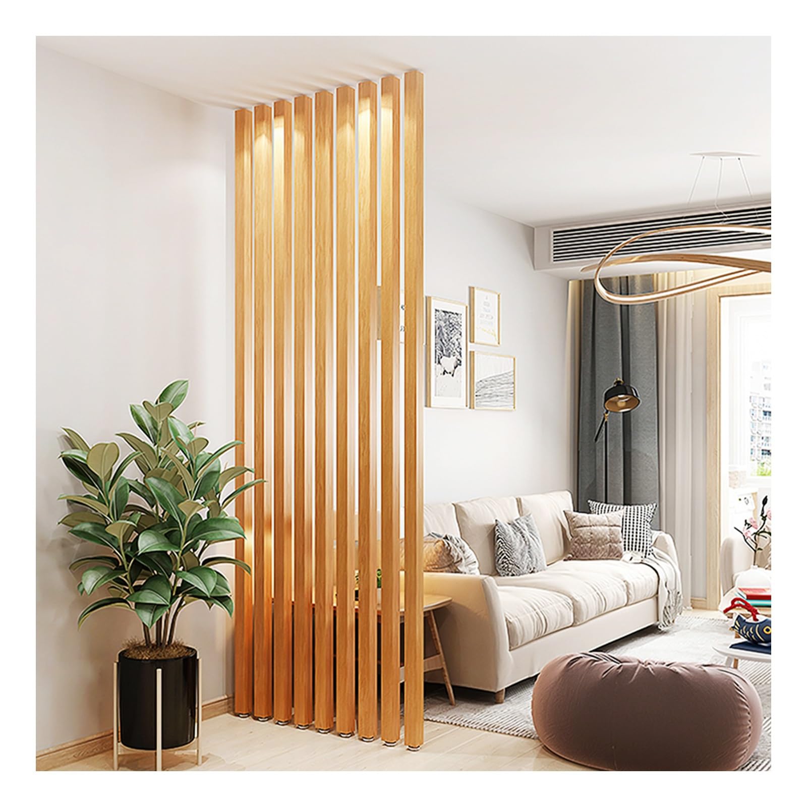 Floor to Ceiling Room Divider,Wall Partition Room Divider Floor to Ceiling Aluminum Slats,100 to 230cm Tall,Adjustable Height,for Privacy Screen/Doorway/Studio Apartmen(7-pcs,230cm/90.5in/7.54ft)