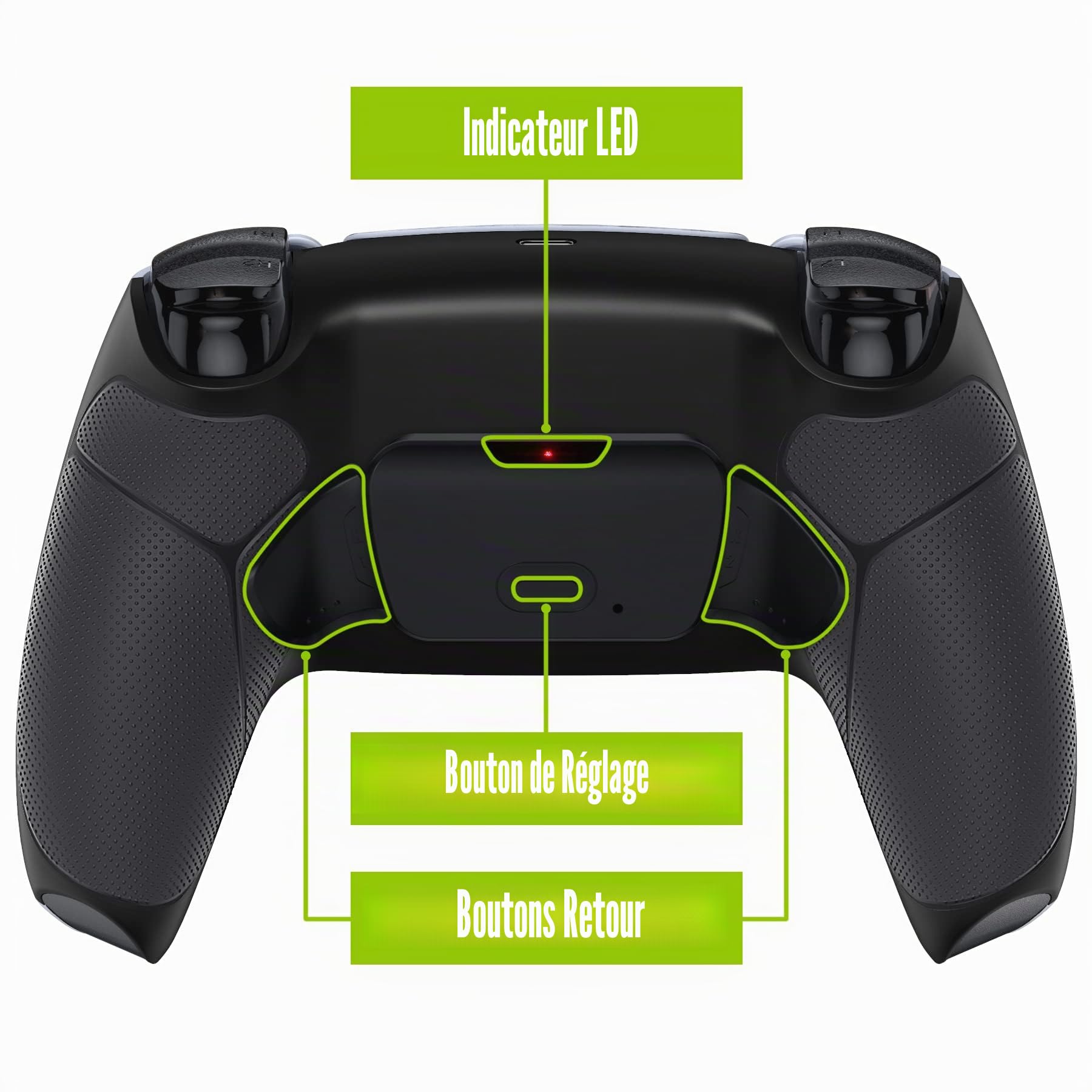 eXtremeRate Rise V3 Remap Kit Programmable pour ps5 Manette BDM-030/040/050, Coque Arrière Redessinée avec 2 Palette pour ps5 Manette BDM-030/040/050, Carte améliorée, Noir